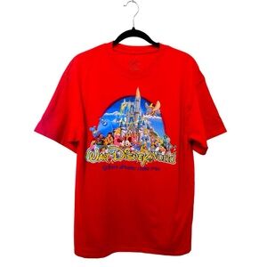 Walt Disney World Red Tee Shirt Large Hanes Cotton “where dreams come true”